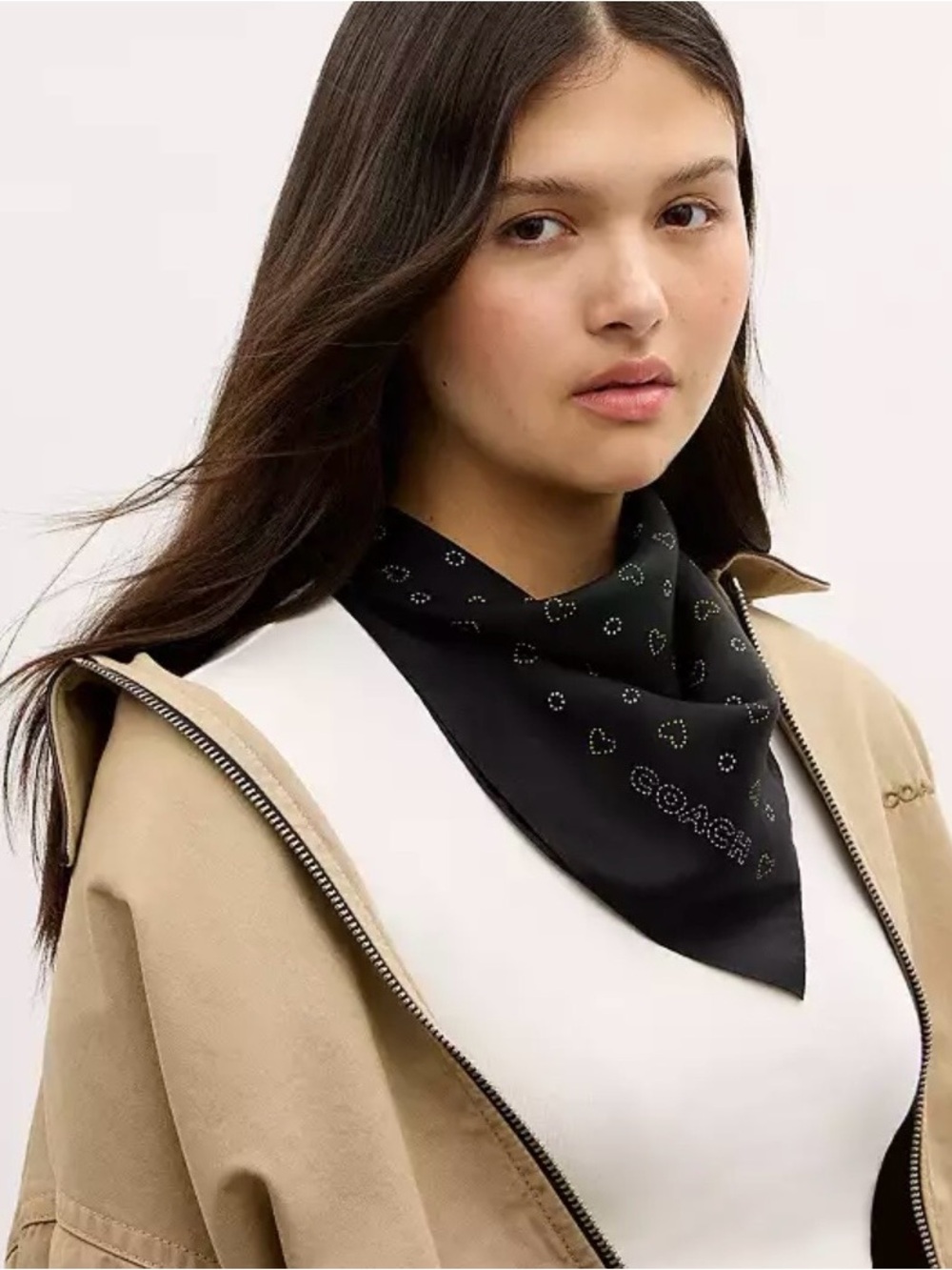 Coach Dotty Heart Print Silk Bandana